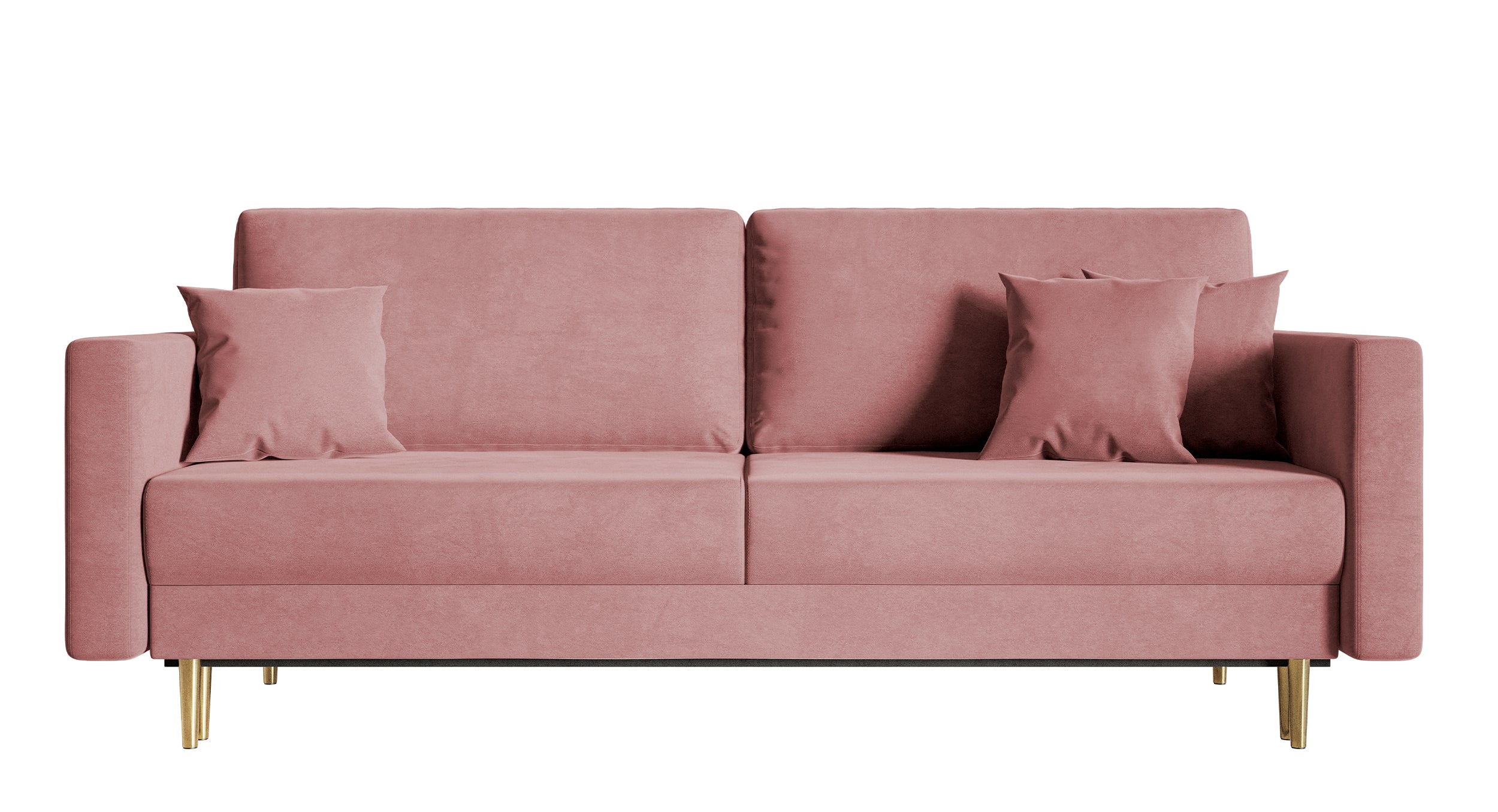 Dreisitziges ausklappbares Sofa Valico, rosa Samt, wasserabweisend