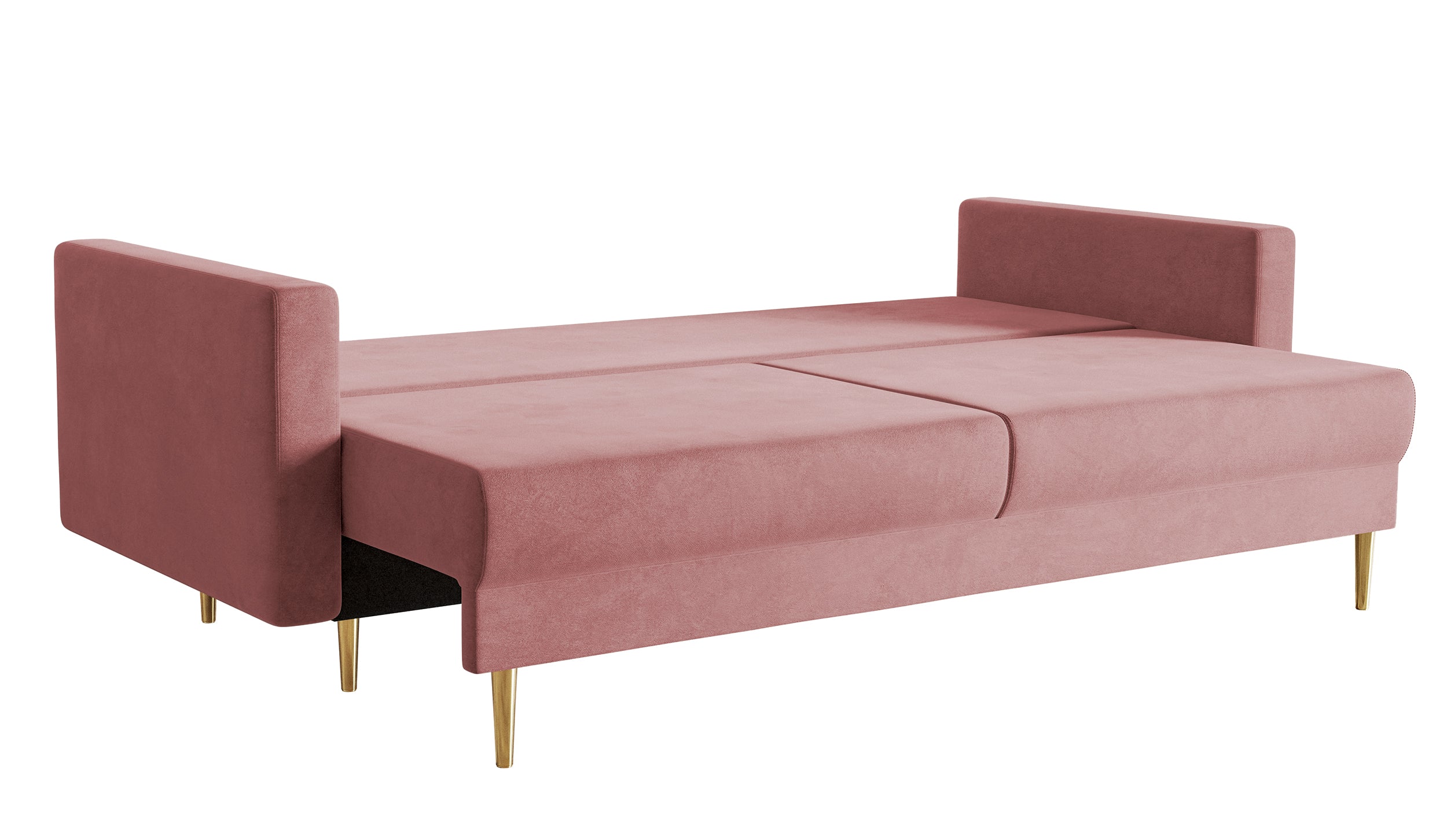Dreisitziges ausklappbares Sofa Valico, rosa Samt, wasserabweisend