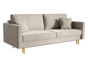 Ausziehbares Dreisitzer-Sofa Valico, beige, samtig, wasserabweisend