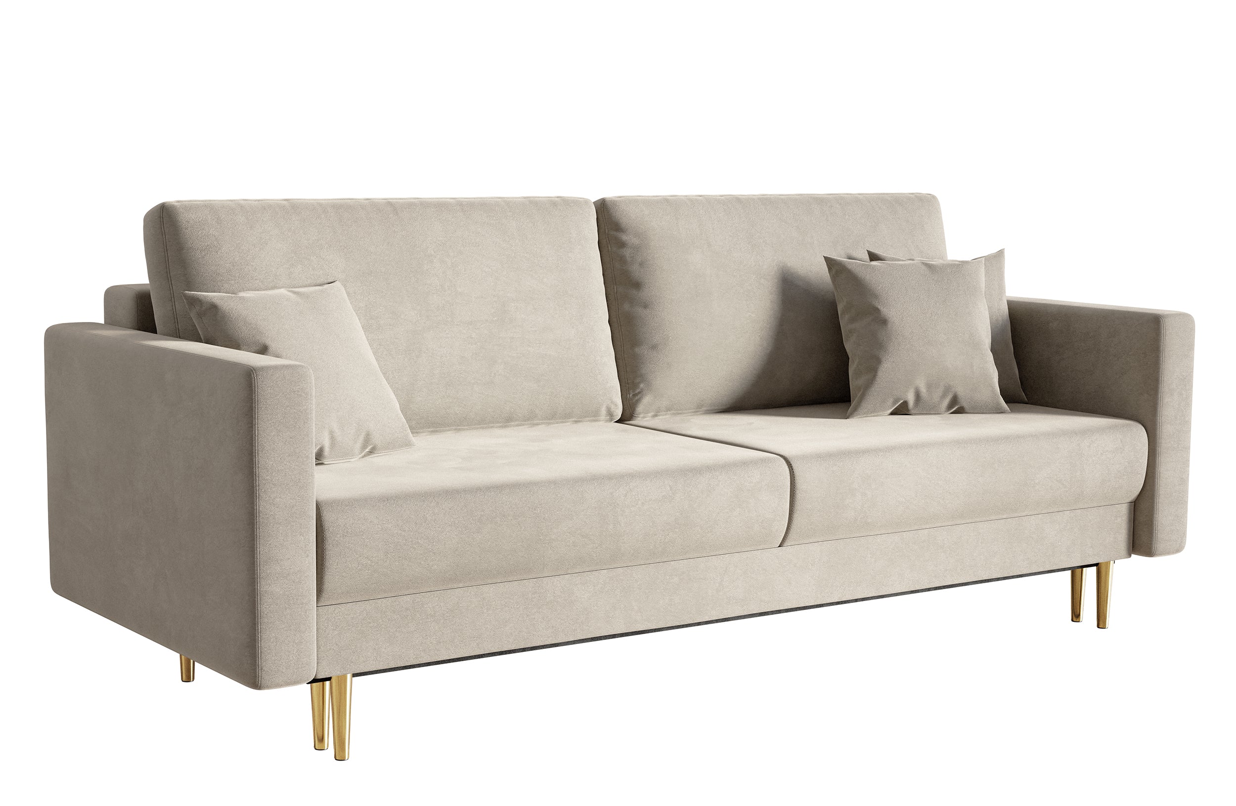 Ausziehbares Dreisitzer-Sofa Valico, beige, samtig, wasserabweisend