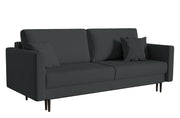 Dreisitziges ausklappbares Sofa Valico in Graphitfarbe aus pflegeleichtem Chenille-Stoff, schwarze Beine