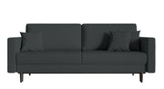 Dreisitziges ausklappbares Sofa Valico in Graphitfarbe aus pflegeleichtem Chenille-Stoff, schwarze Beine