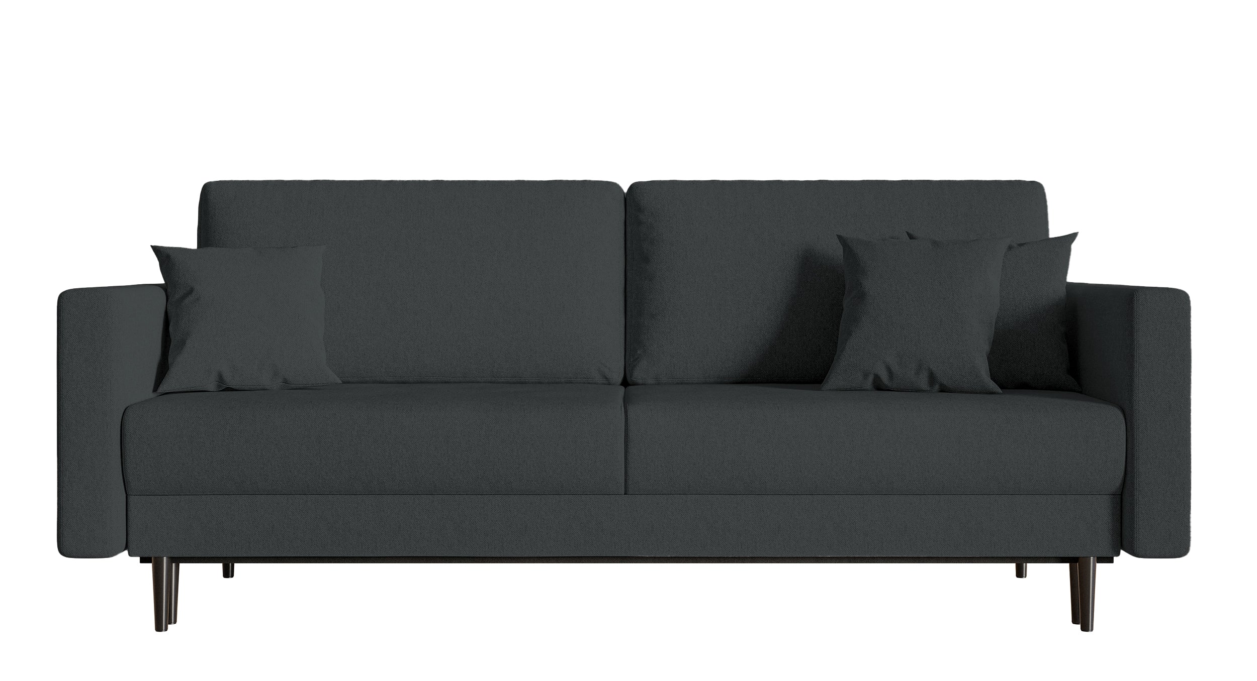 Dreisitziges ausklappbares Sofa Valico in Graphitfarbe aus pflegeleichtem Chenille-Stoff, schwarze Beine