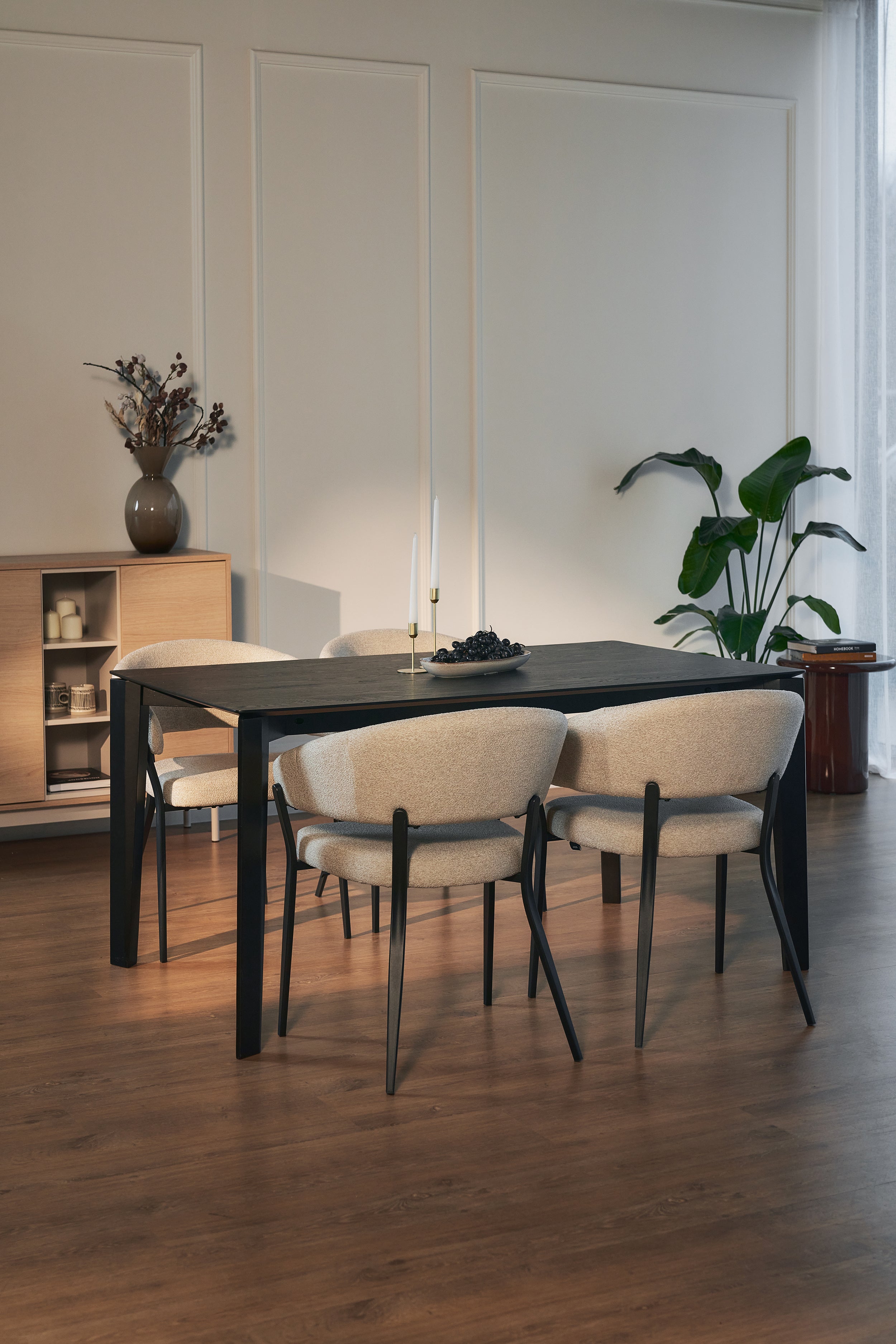 Moderner Esstisch Loomens 150x90 cm Eiche Schwarz