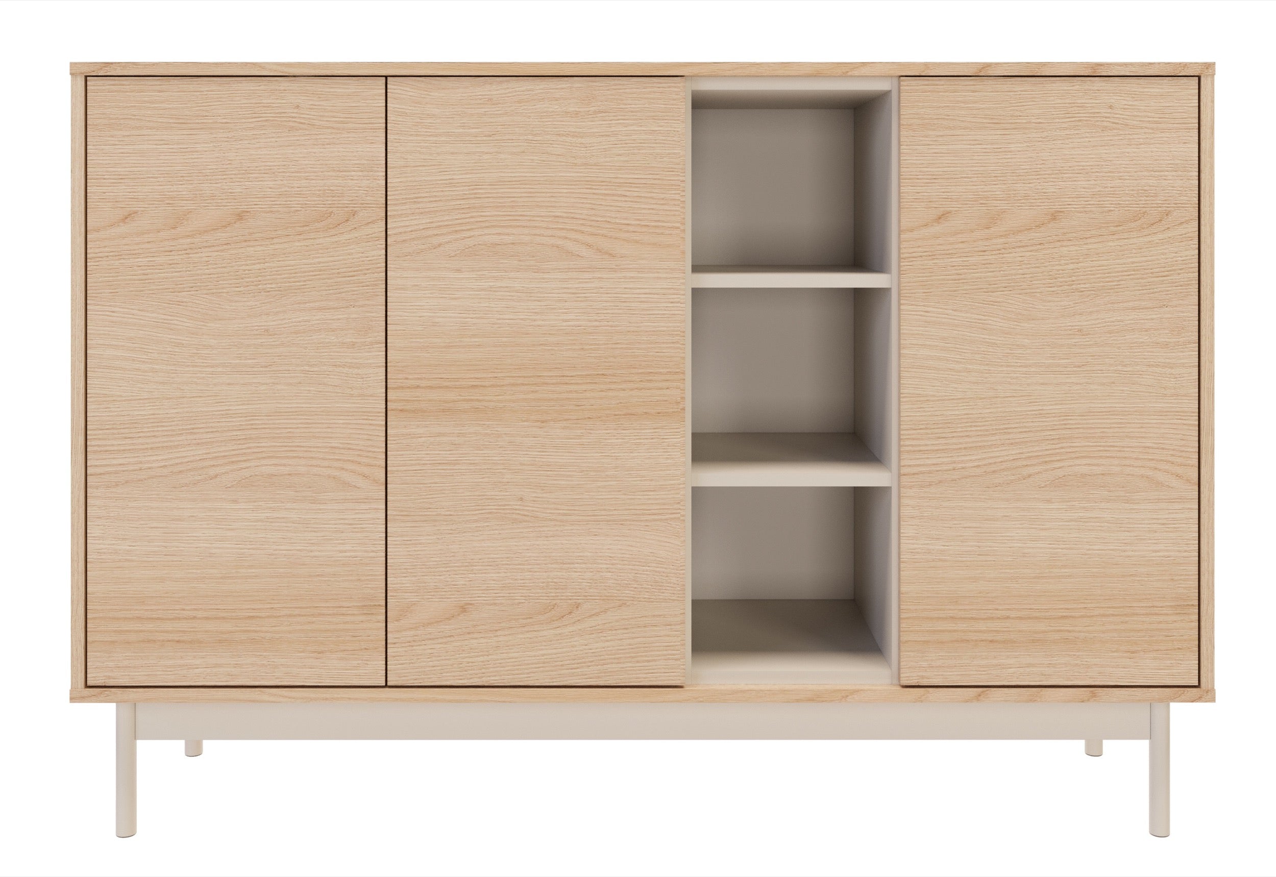 Drehtür-Kommode Layen mit drei Fächern, 138 cm, Lindberg-Eiche/Kaschmir