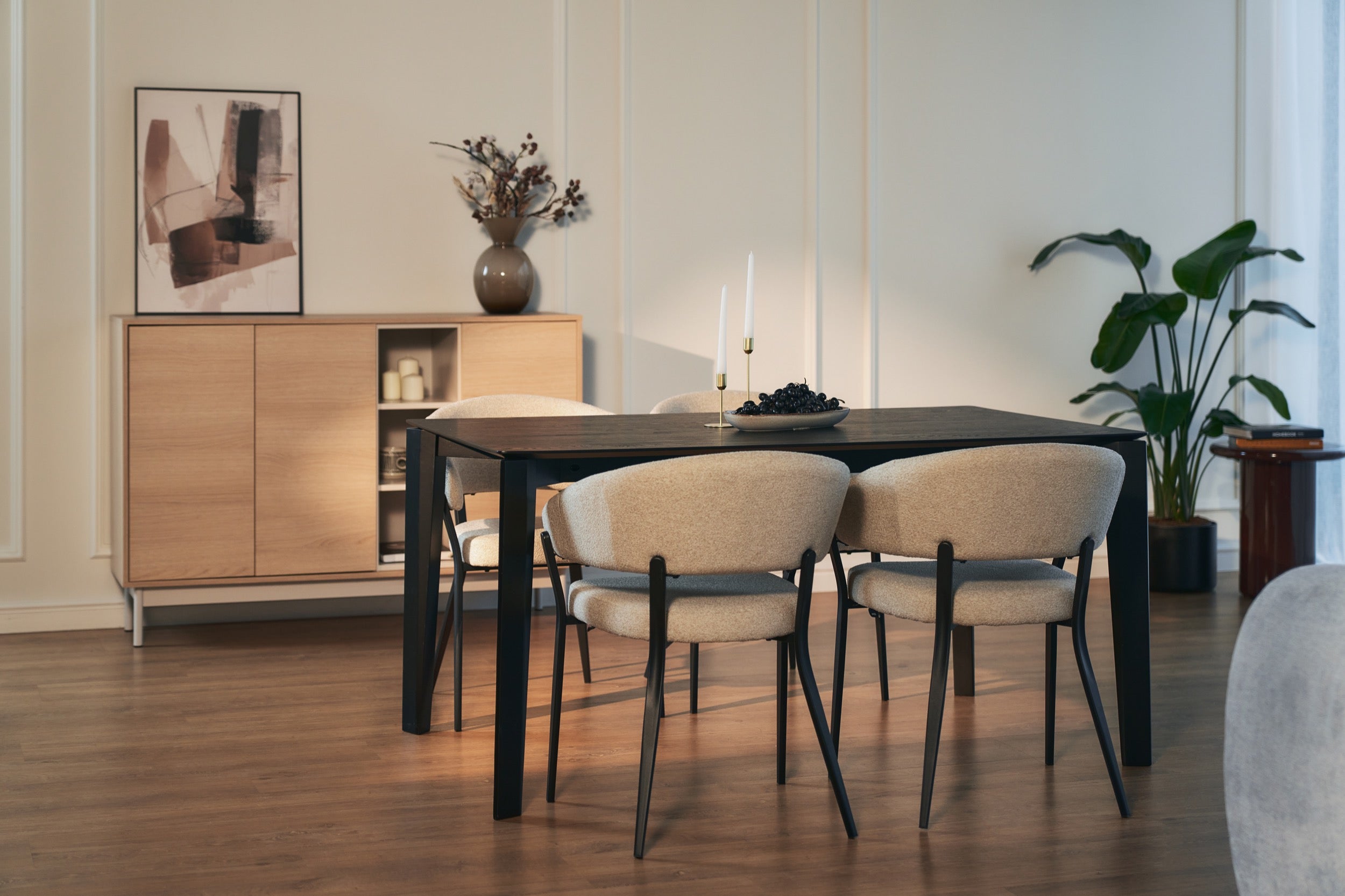 Drehtür-Kommode Layen mit drei Fächern, 138 cm, Lindberg-Eiche/Kaschmir