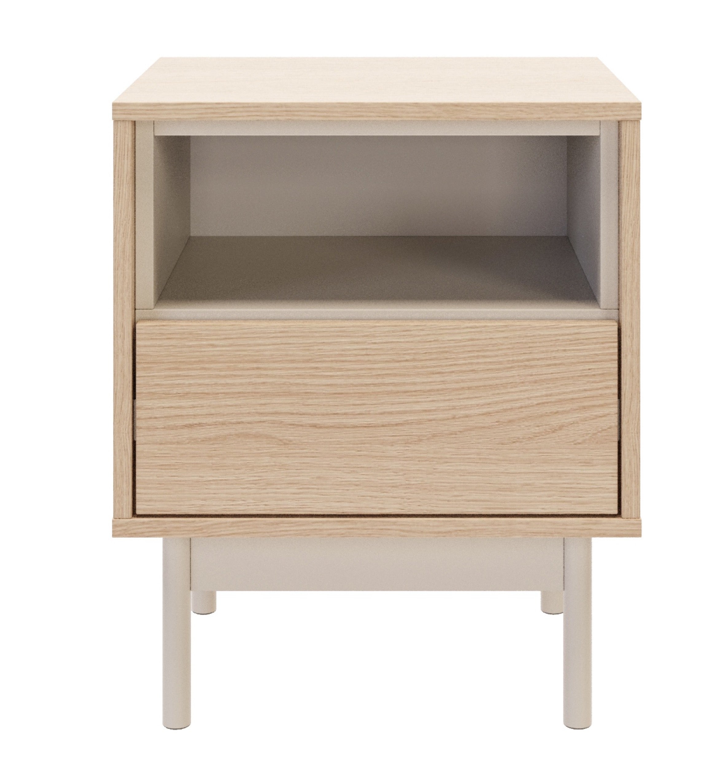 Nachttisch Layen mit Schublade und Fach, 45 cm, Lindberg-Eiche/Kaschmir