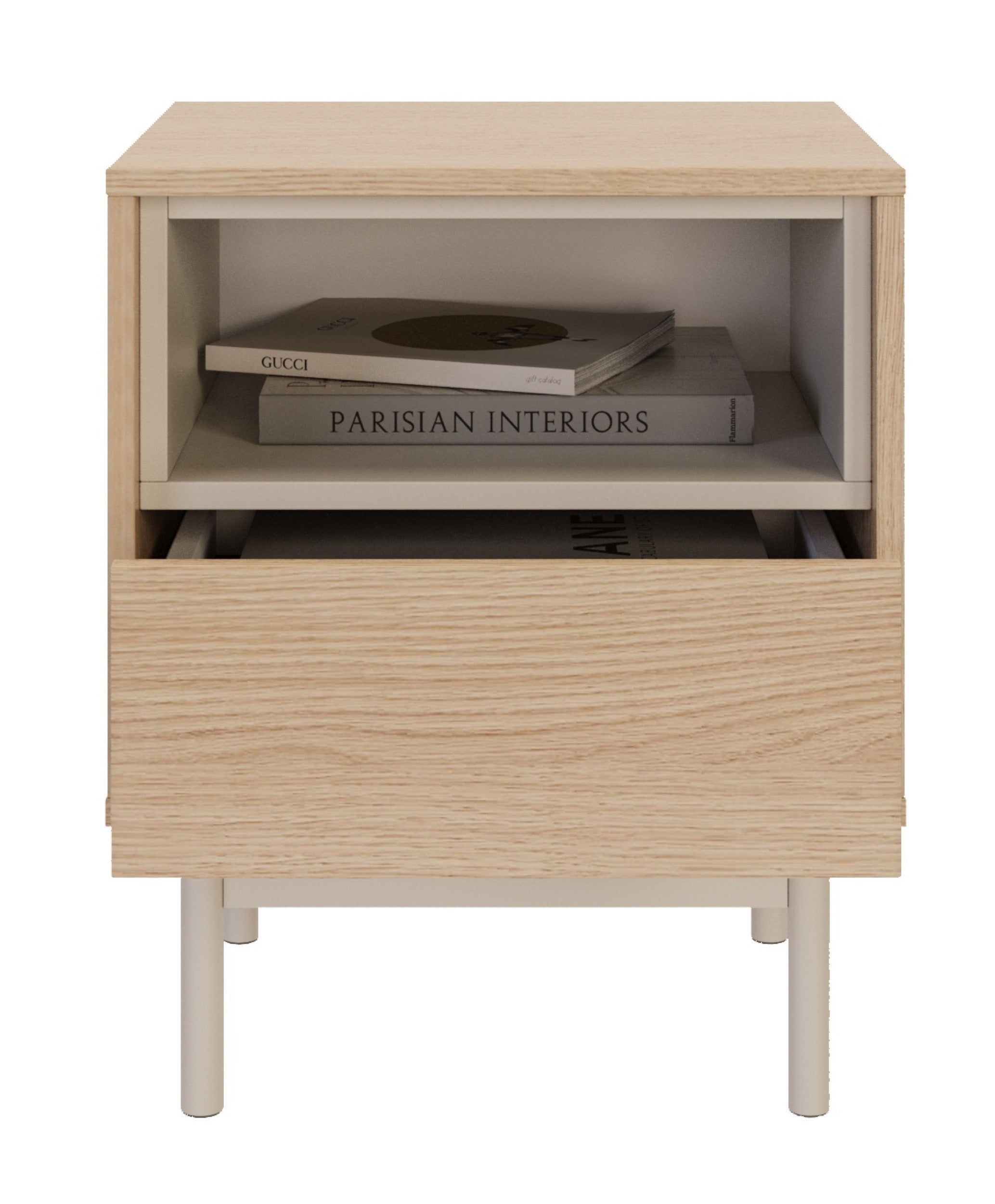 Nachttisch Layen mit Schublade und Fach, 45 cm, Lindberg-Eiche/Kaschmir