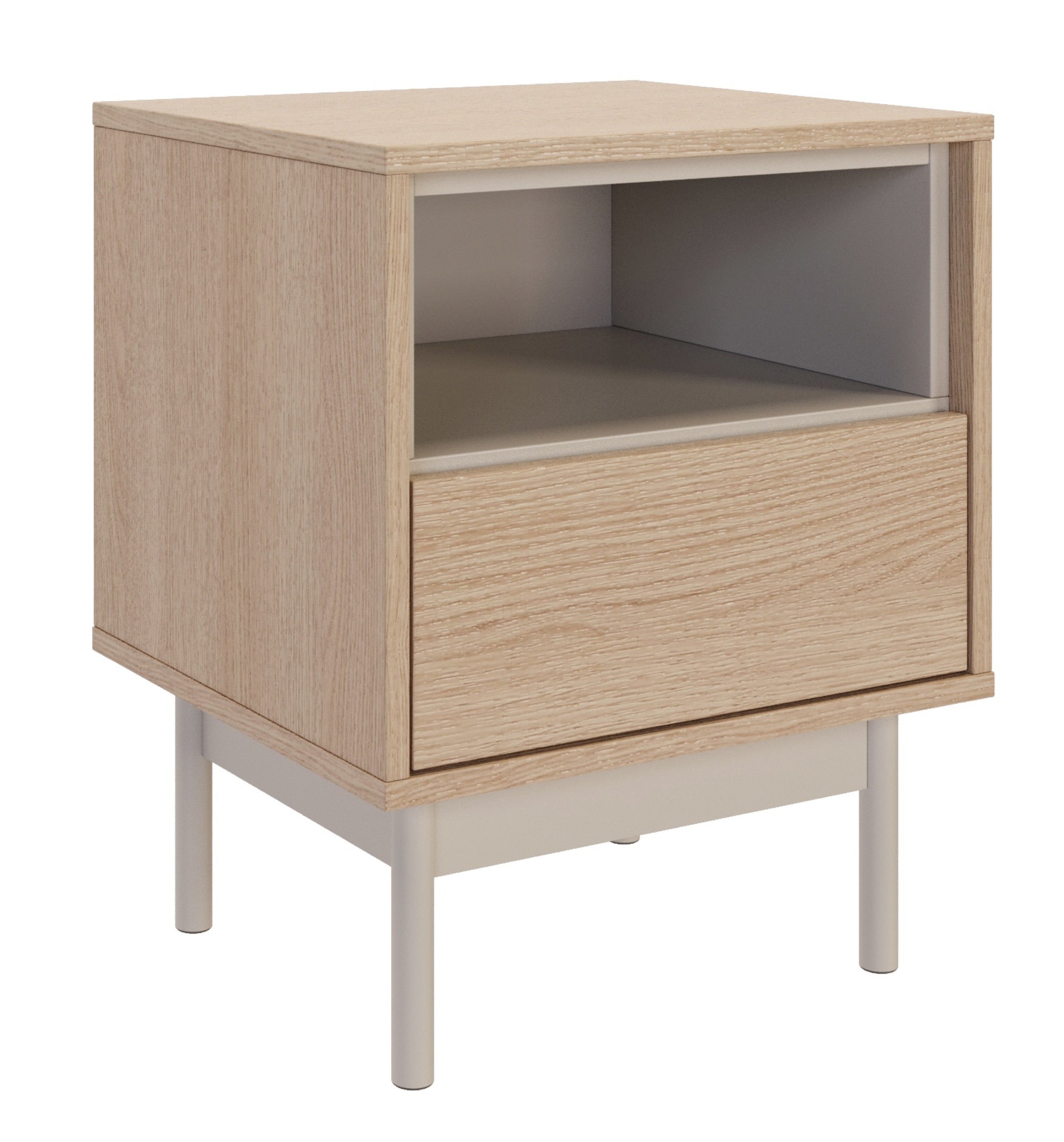 Nachttisch Layen mit Schublade und Fach, 45 cm, Lindberg-Eiche/Kaschmir