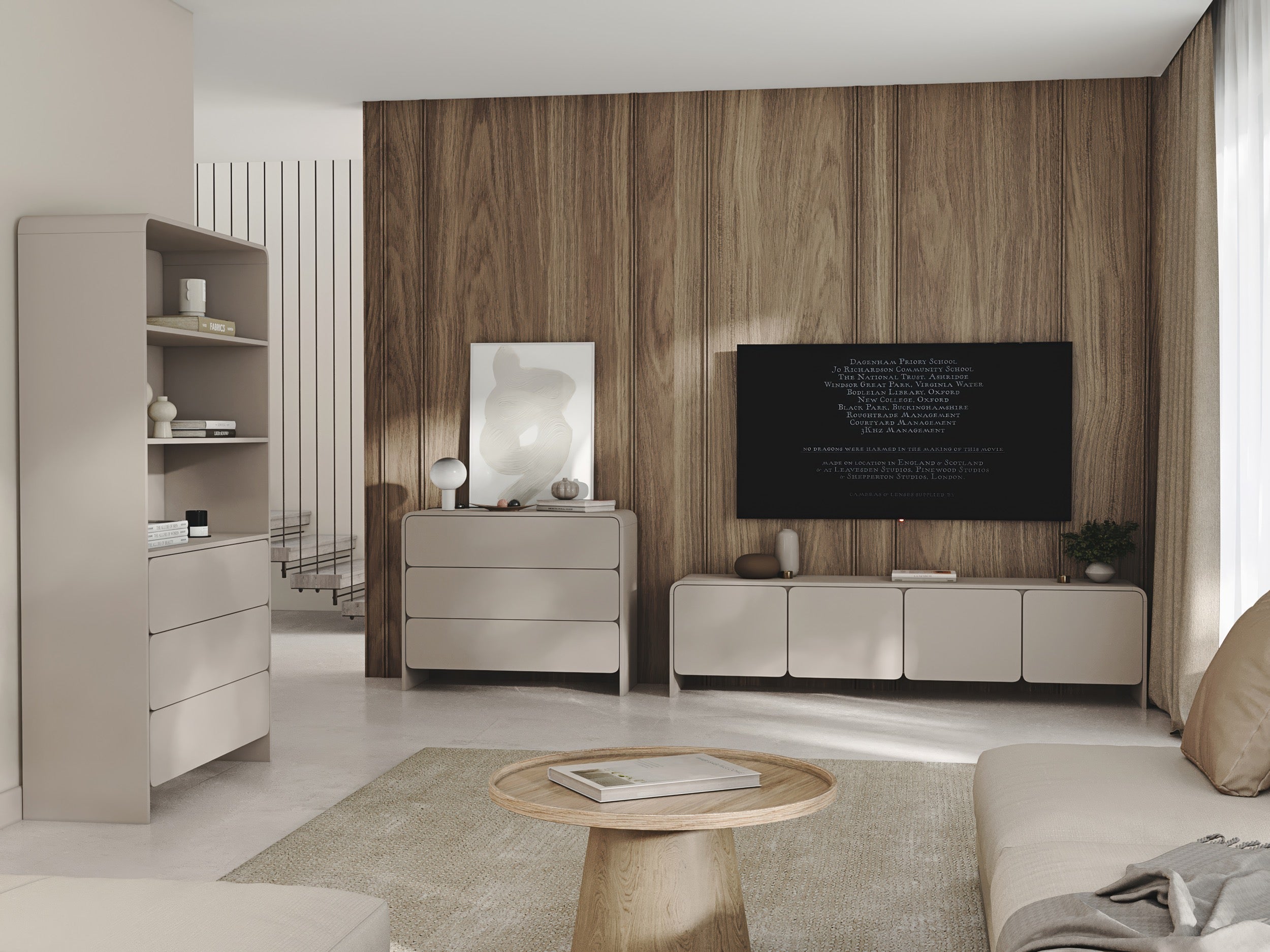 Vier­türiger TV-Schrank Lummo 207 cm Kaschmir