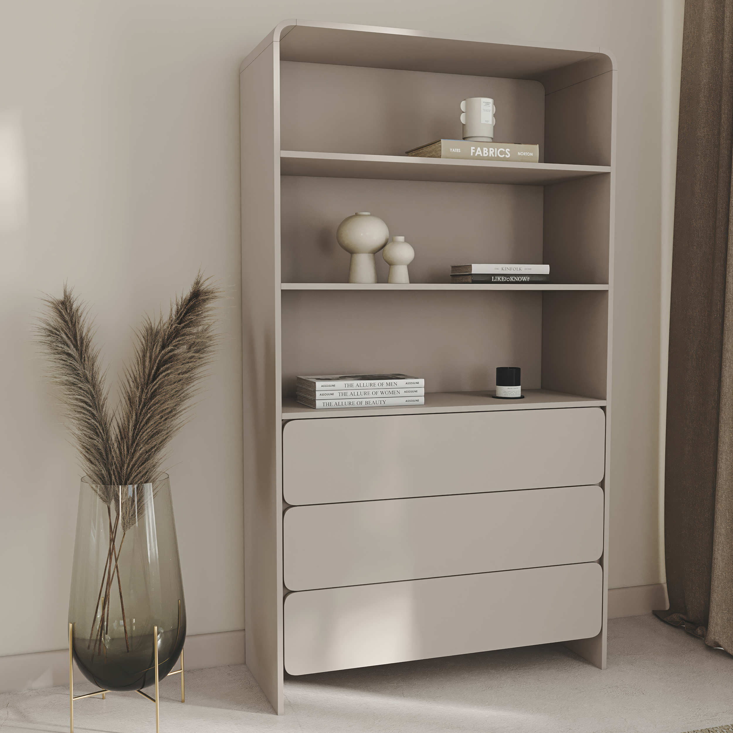 Lummo Regal mit drei Schubladen 100 cm Kaschmir