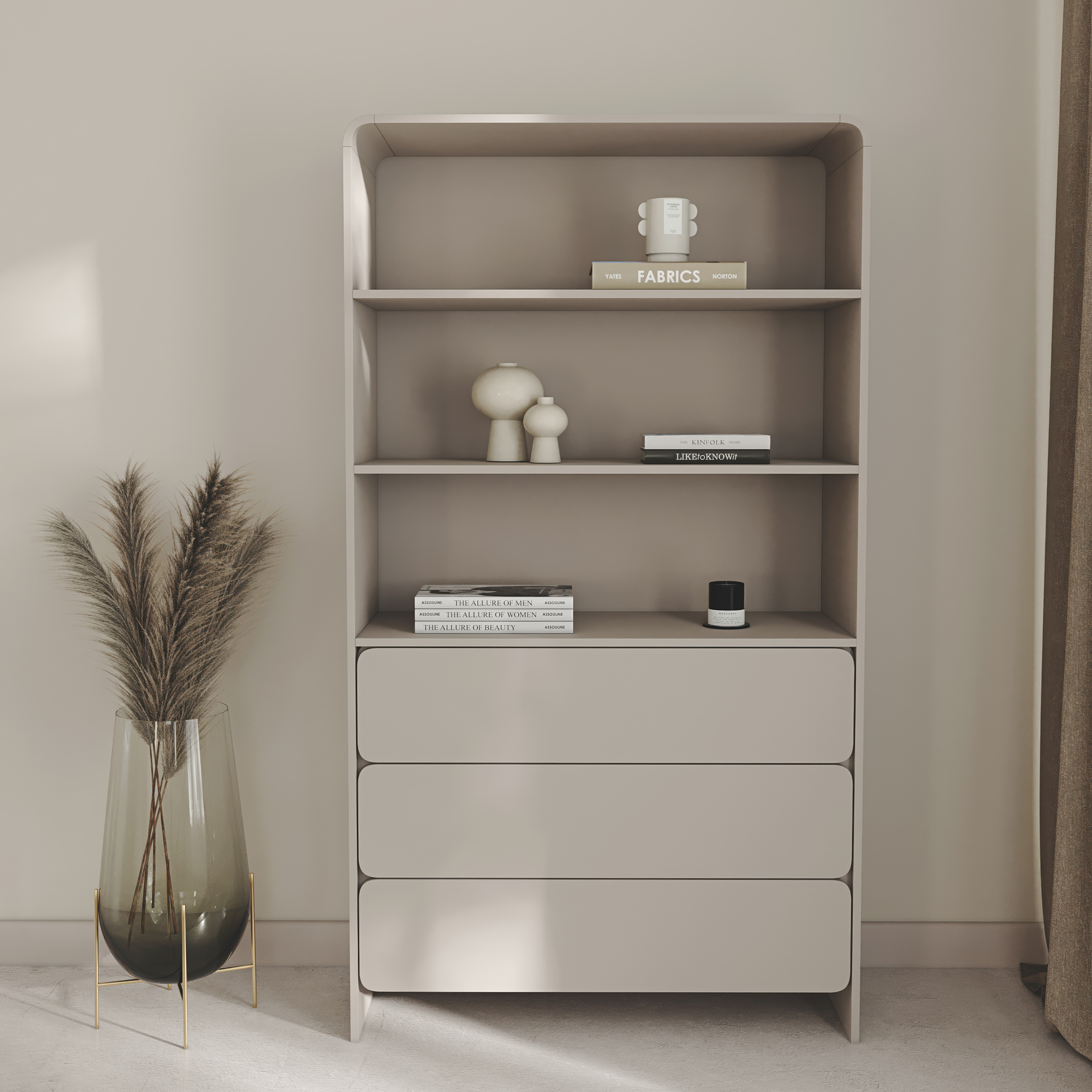 Lummo Regal mit drei Schubladen 100 cm Kaschmir