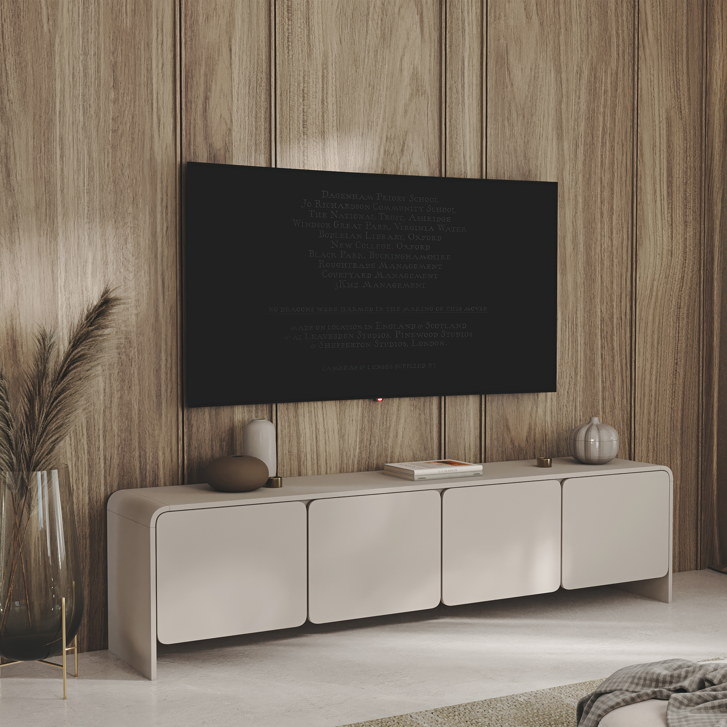 Vier­türiger TV-Schrank Lummo 207 cm Kaschmir