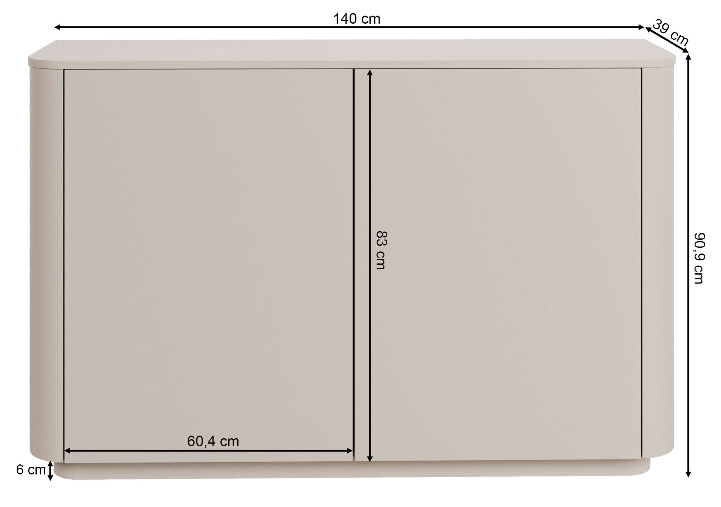 Zweiturige Kommode Luvio 140 cm Kaschmir