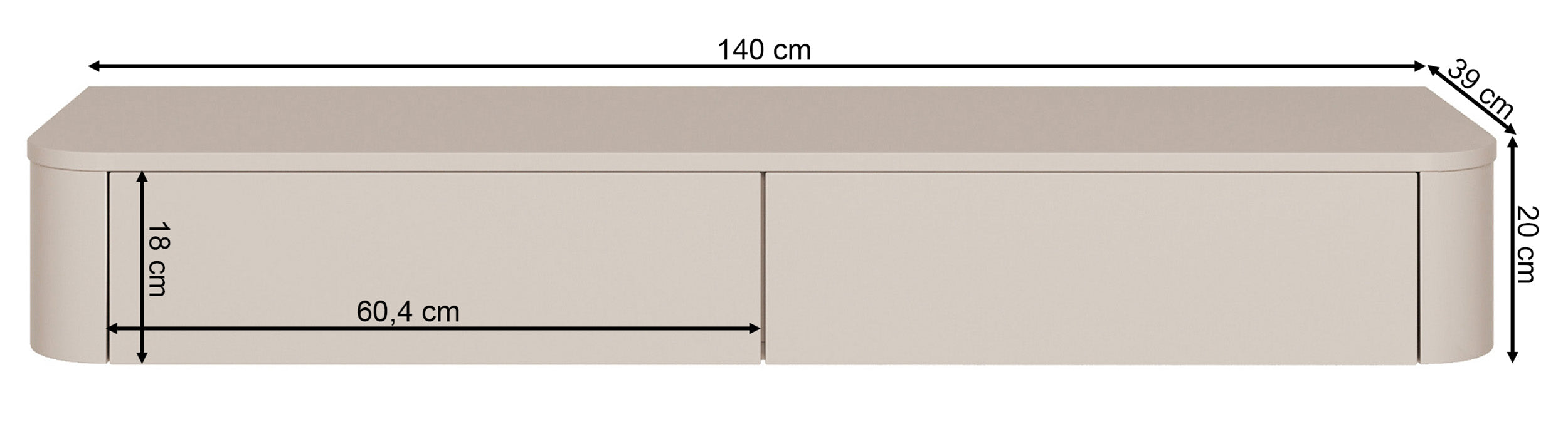 Hängender TV-Schrank Luvio Slim 140 cm Kaschmir