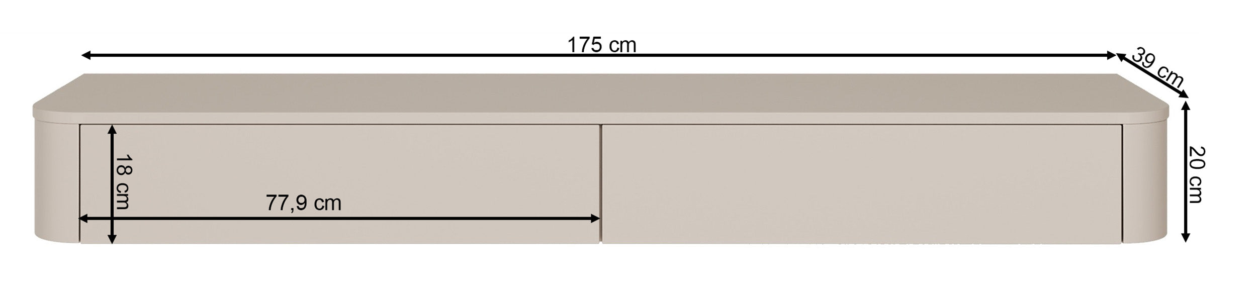 Hängender TV-Schrank Luvio Slim 175 cm Kaschmir