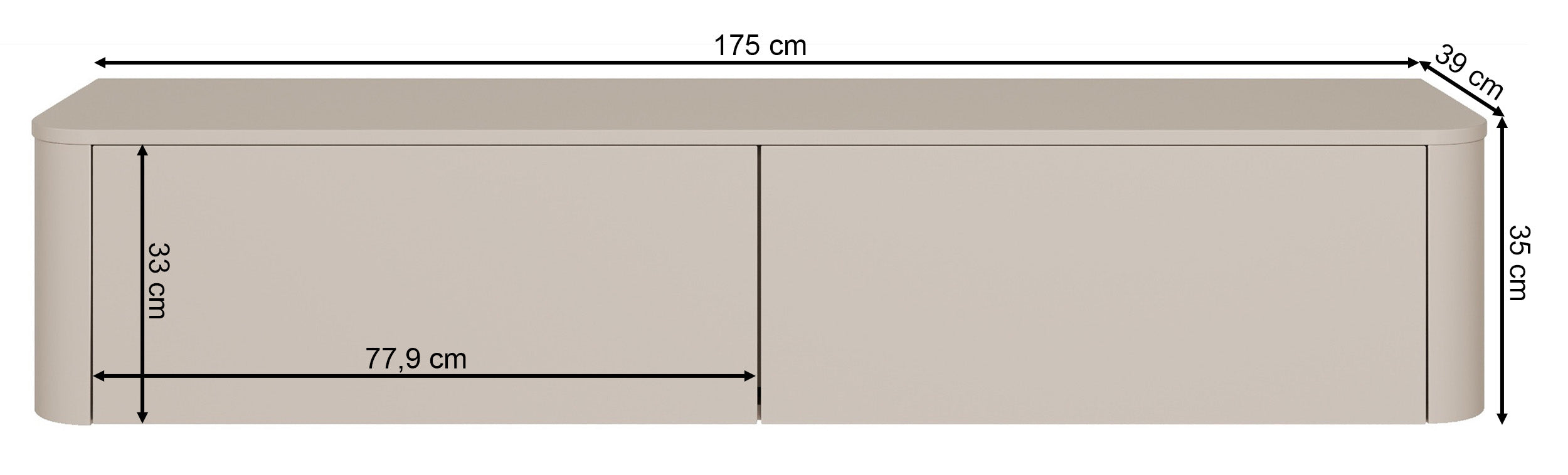 TV-Schrank Luvio hängend-stehend 175 cm Kaschmir