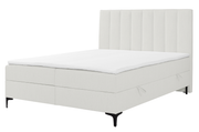 Kontinentales Bett 140x200 cm Lorentes mit Stauraum und Topper, cremefarbenes Geflecht