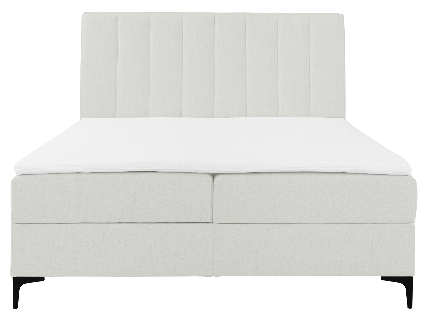 Kontinentalbett 180x200 cm Lorentes mit Stauraum und Topper, cremefarbenes Geflecht