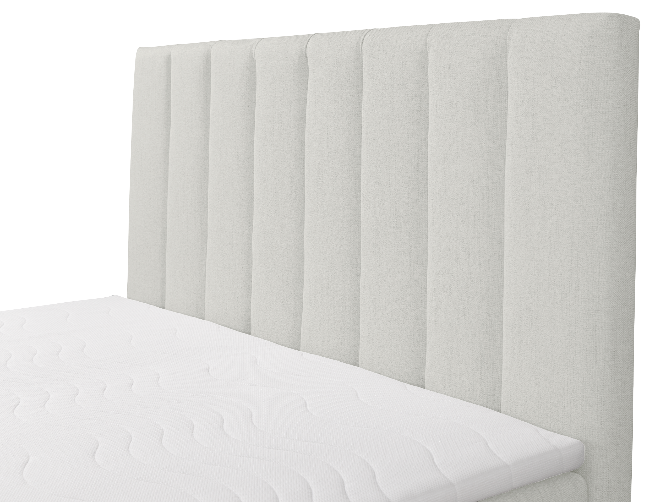 Kontinentalbett 180x200 cm Lorentes mit Stauraum und Topper, cremefarbenes Geflecht