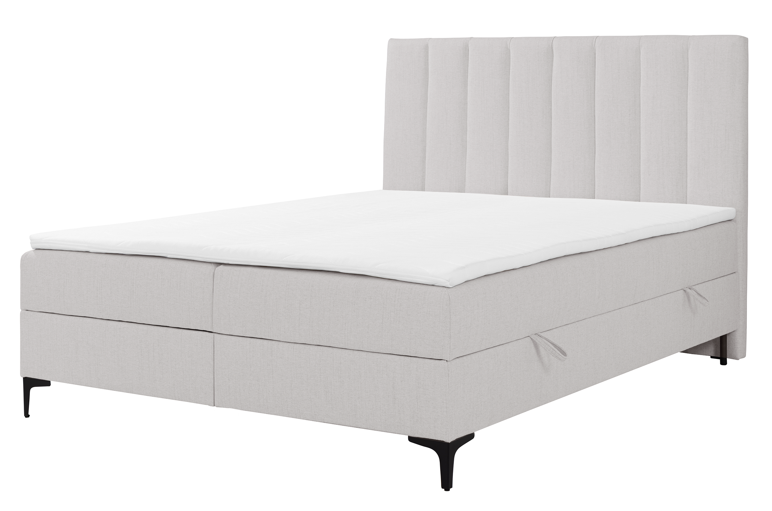 Kontinentalbett 180x200 cm Lorentes mit Stauraum und Topper, hellbeige, Geflecht