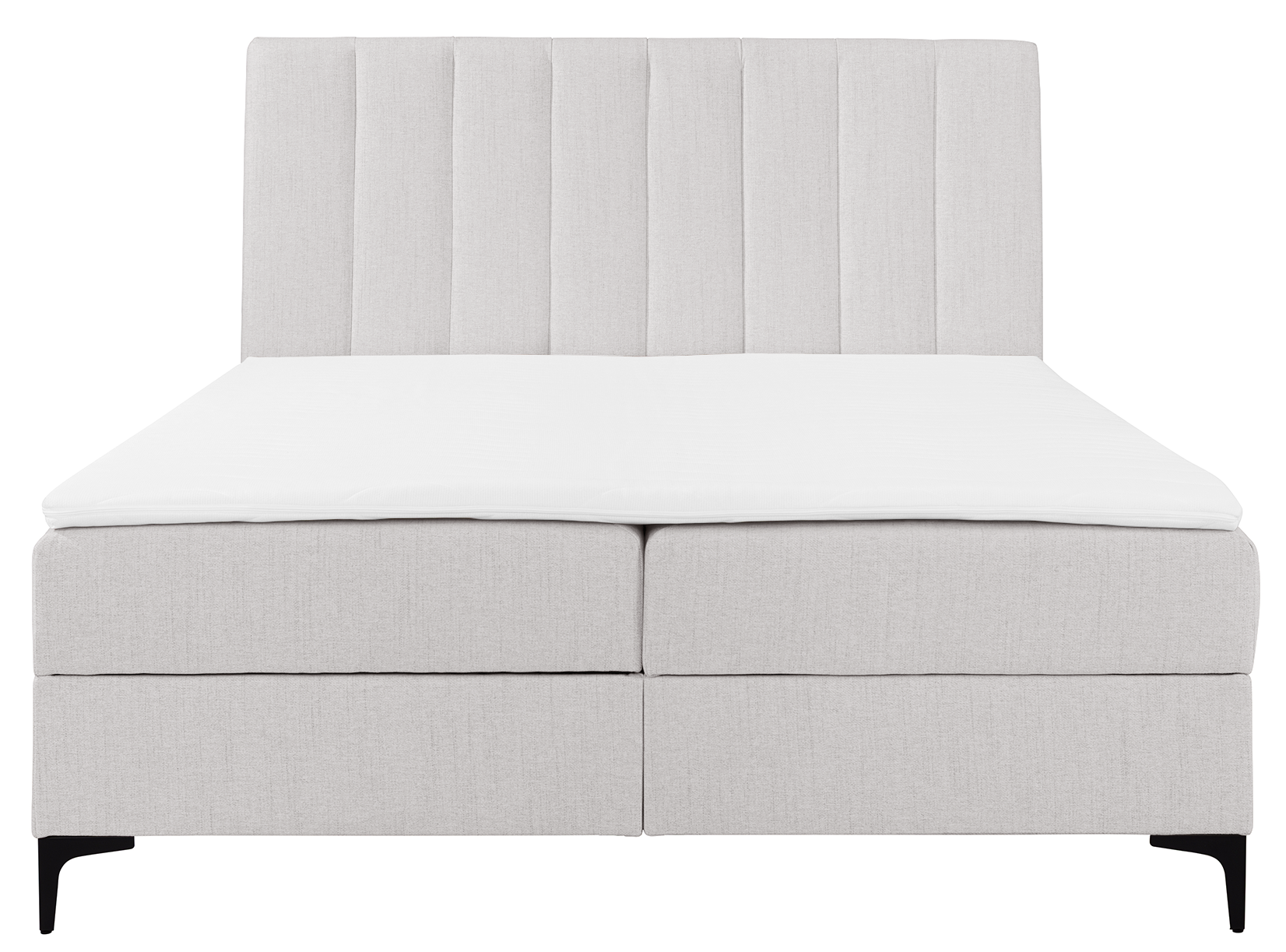 Kontinentalbett 180x200 cm Lorentes mit Stauraum und Topper, hellbeige, Geflecht