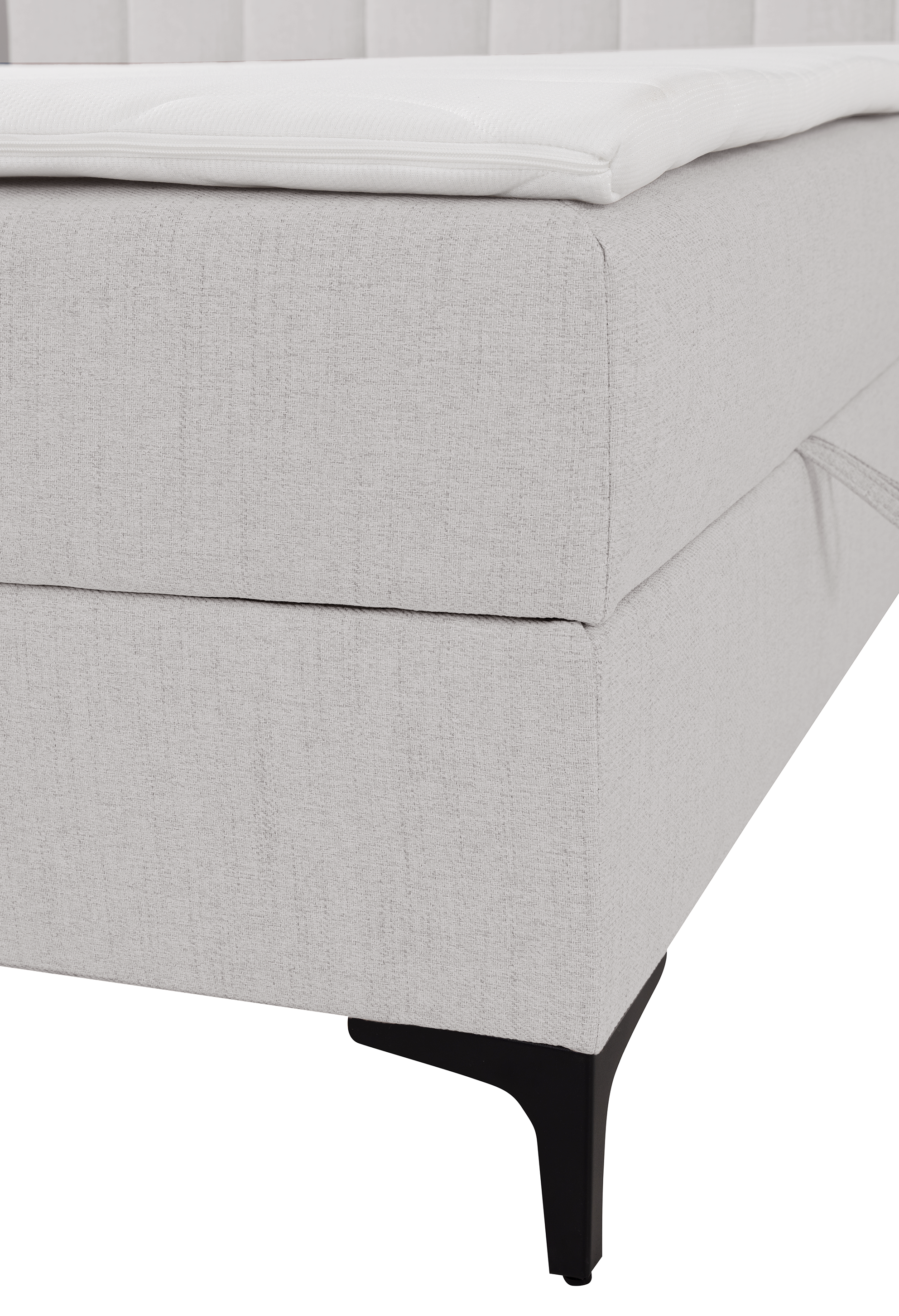Kontinentalbett 180x200 cm Lorentes mit Stauraum und Topper, hellbeige, Geflecht