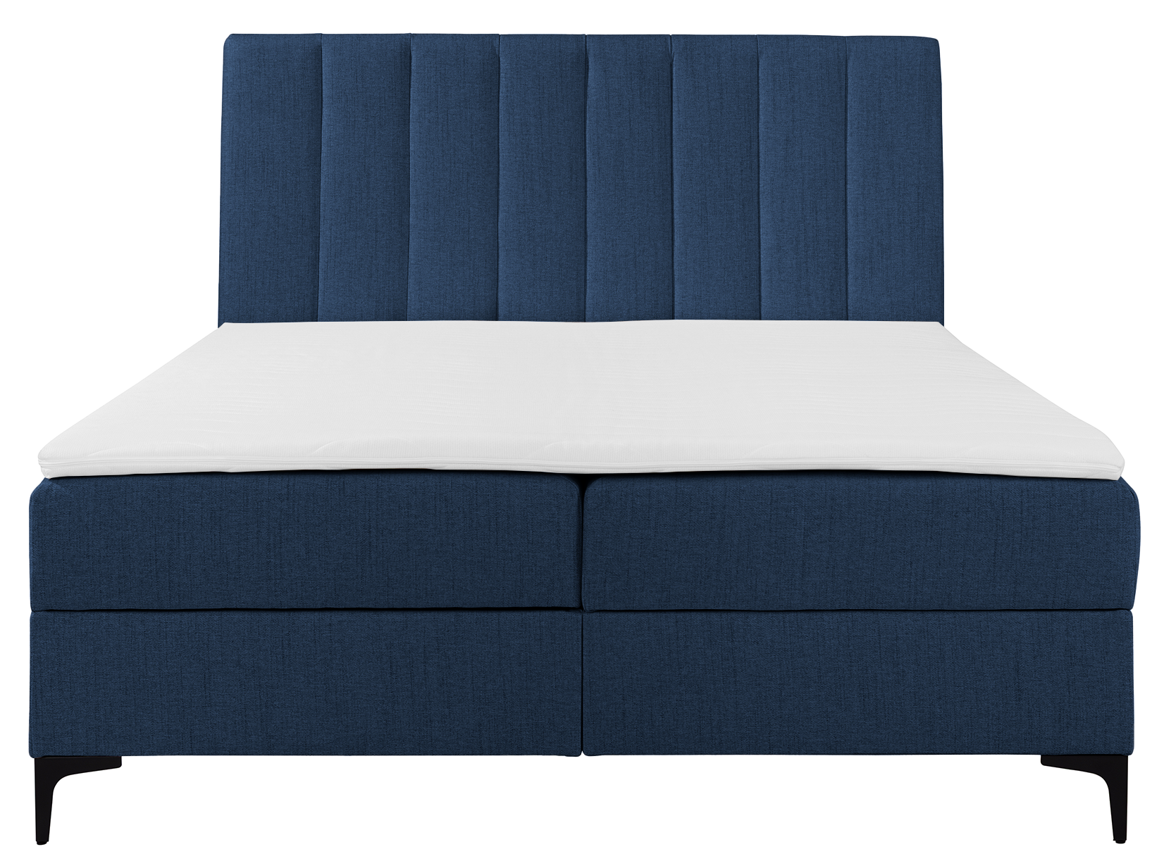 Kontinentalbett 180x200 cm Lorentes mit Stauraum und Topper, marineblaues Geflecht