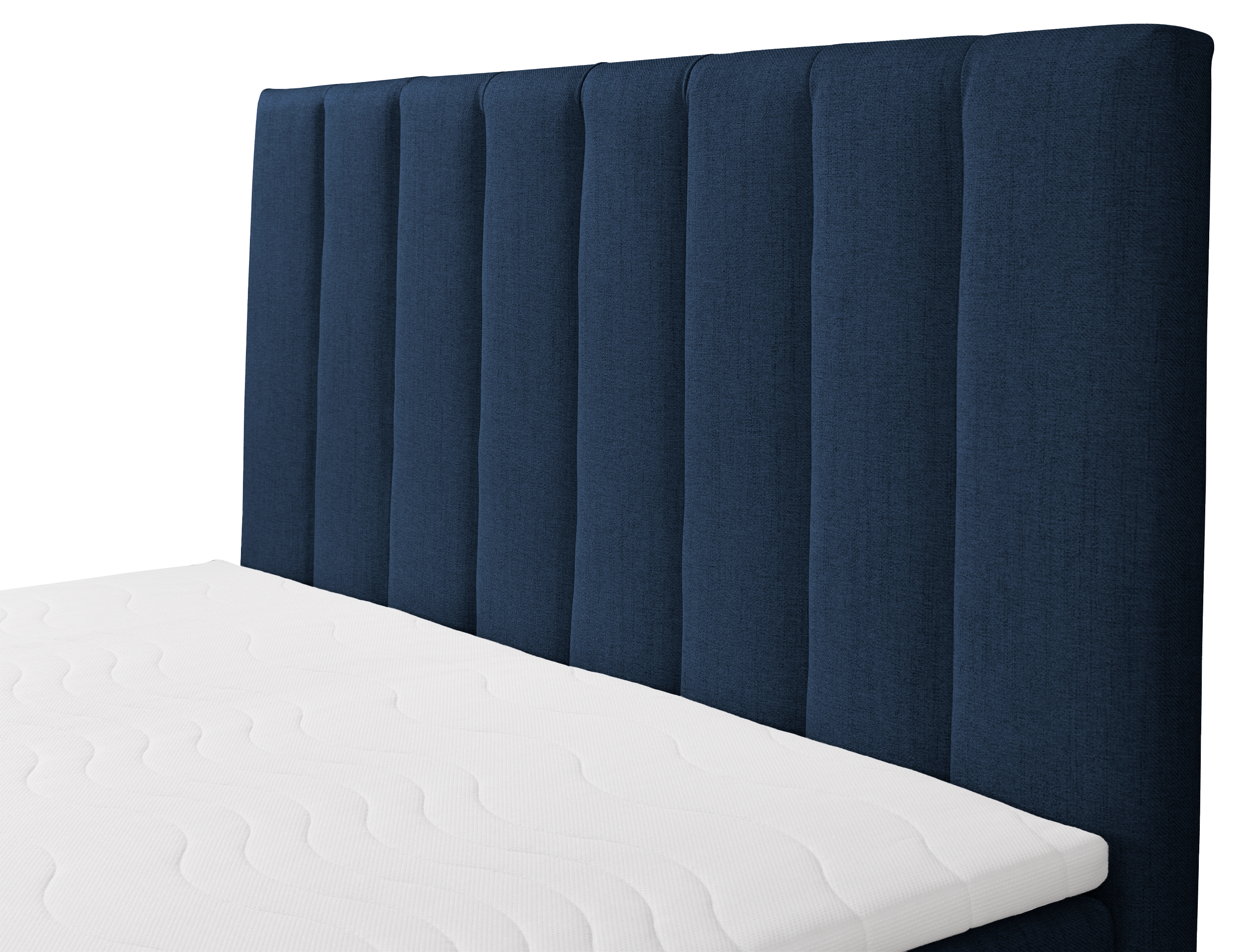 Kontinentales Bett 160x200 cm Lorentes mit Stauraum und Topper, marineblaue Flechtung