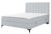 Kontinentales Bett 140x200 cm Lorentes mit Stauraum und Topper, hellgraues Flechtmuster