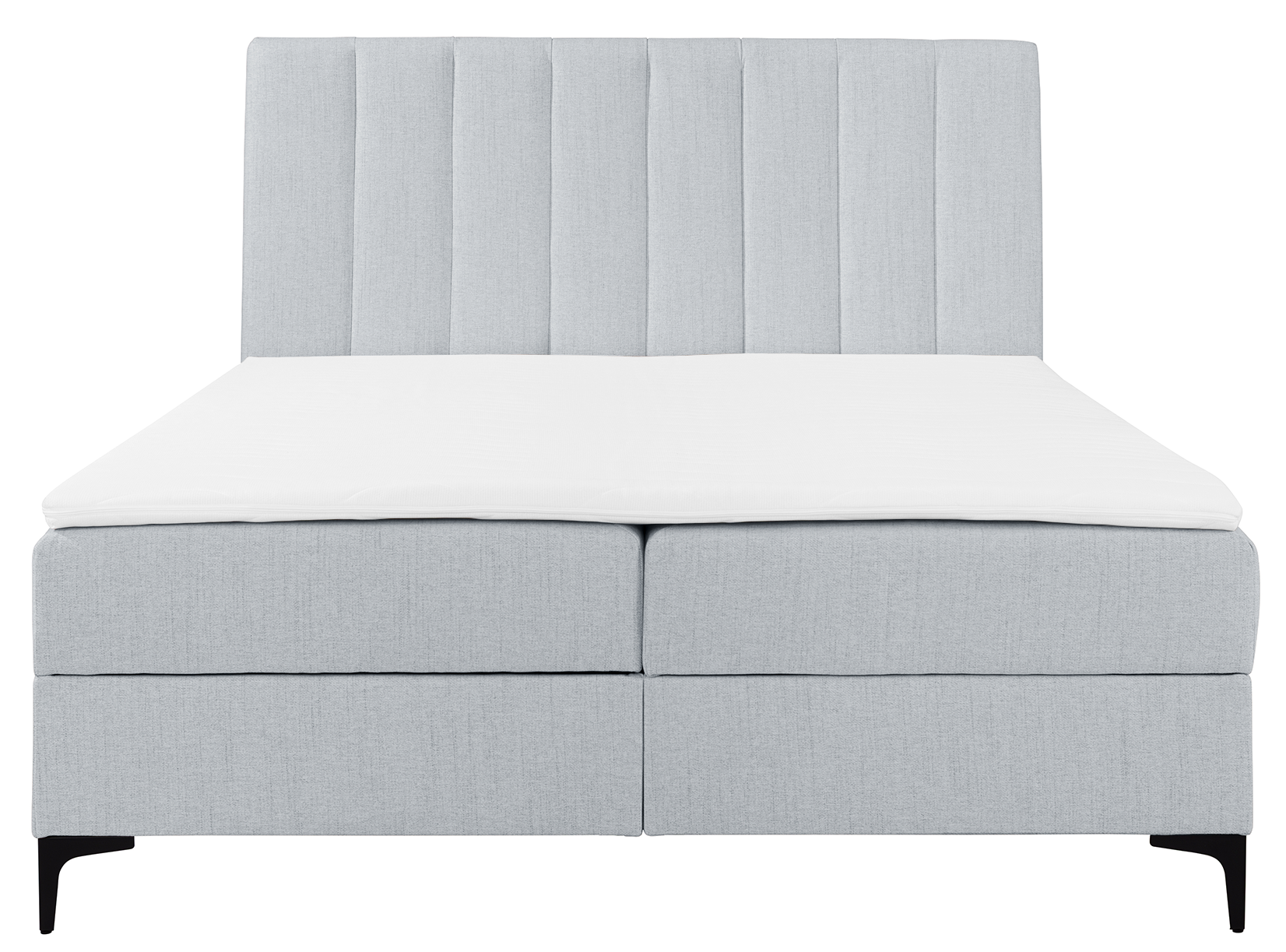 Kontinentales Bett 140x200 cm Lorentes mit Stauraum und Topper, hellgraues Flechtmuster