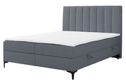 Kontinentales Bett 140x200 cm Lorentes mit Stauraum und Topper, dunkelgraues Geflecht