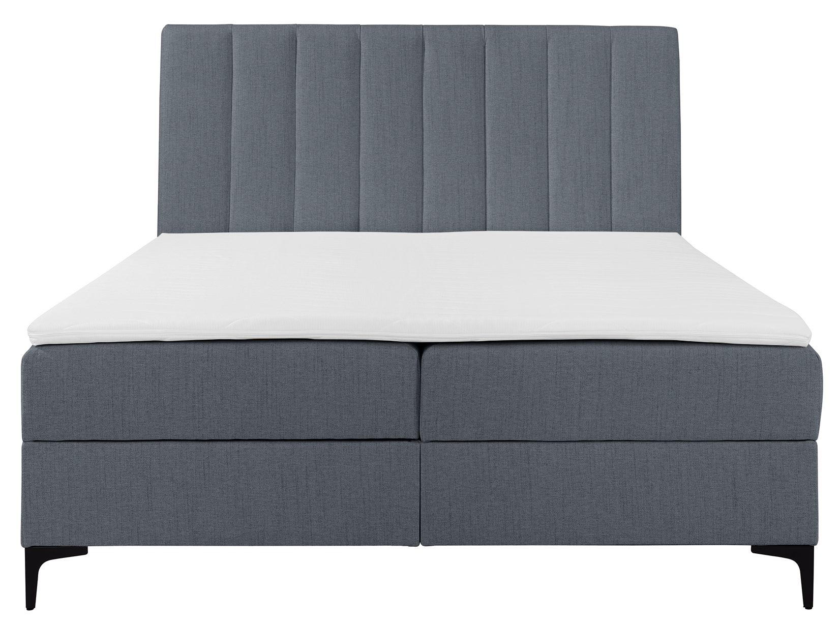 Kontinentales Bett 140x200 cm Lorentes mit Stauraum und Topper, dunkelgraues Geflecht