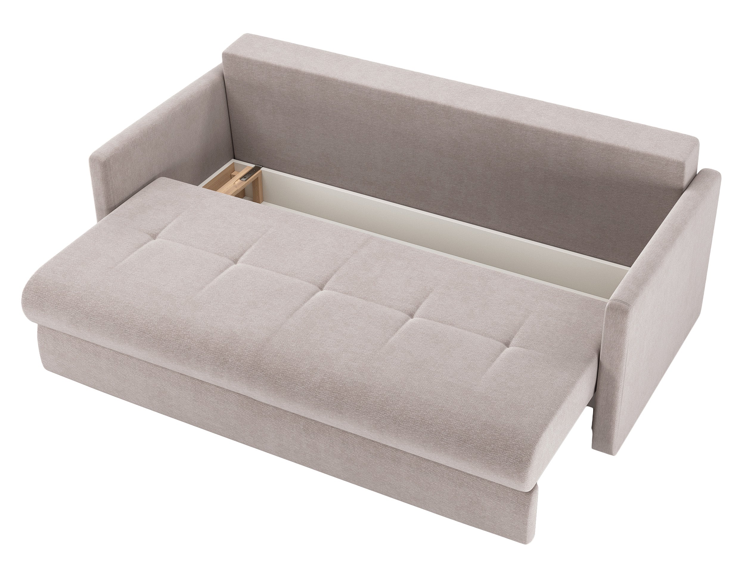Dreisitziges Schlafsofa Lorro mit Stauraum, grau-beige Chenille