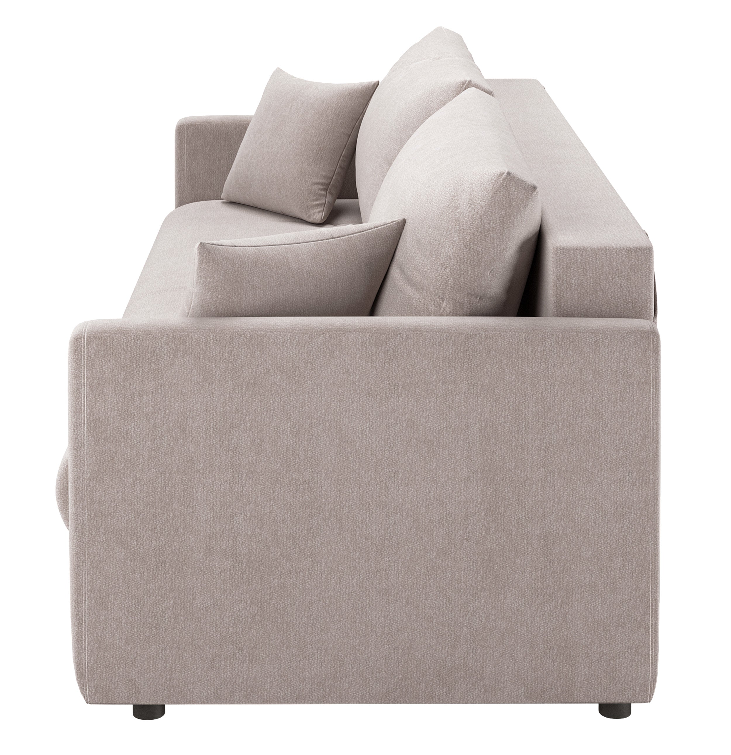 Dreisitziges Schlafsofa Lorro mit Stauraum, grau-beige Chenille