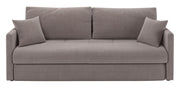 Dreisitziges ausklappbares Sofa Lorro mit Stauraum, hellbraunes Chenille