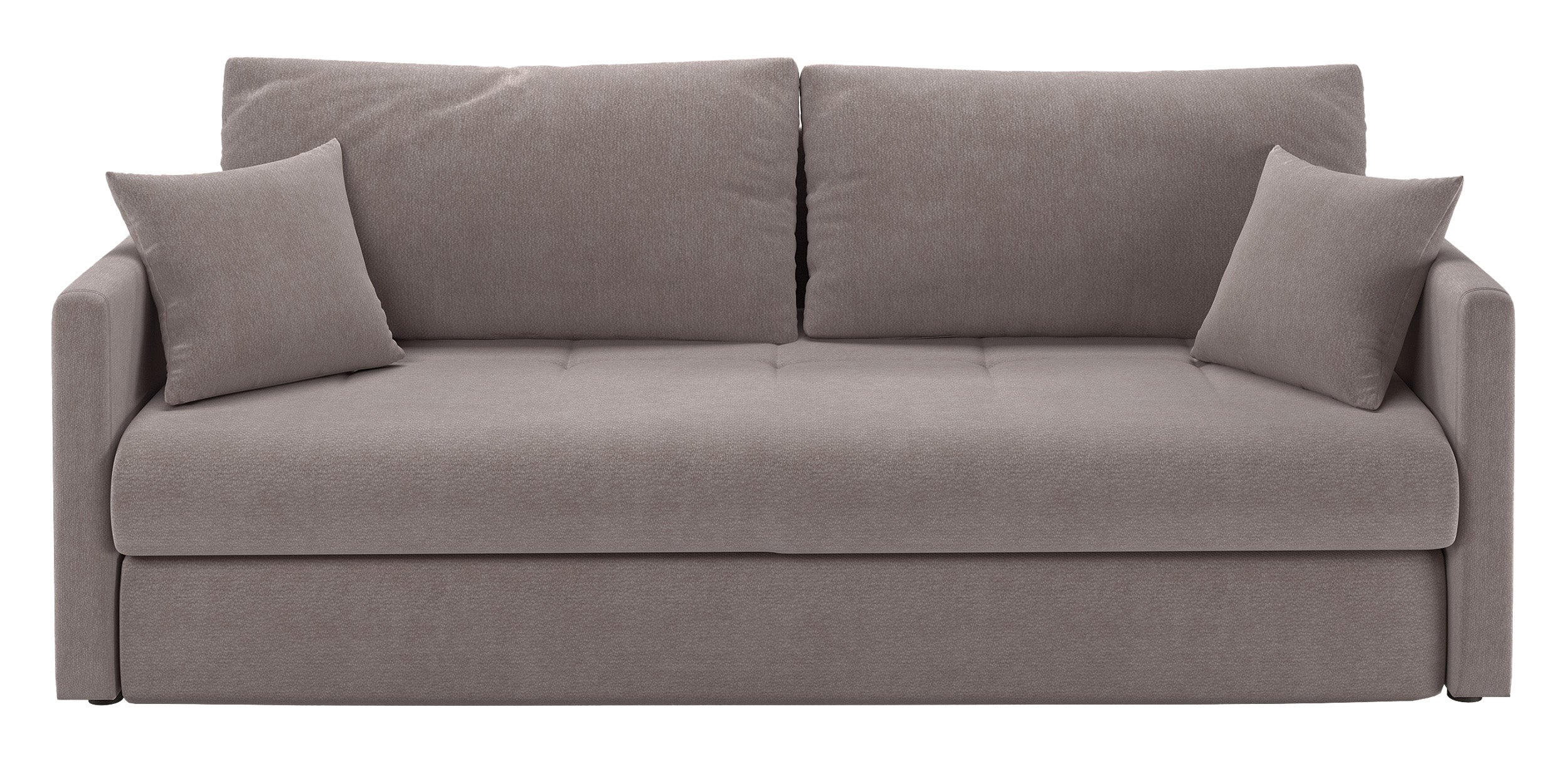 Dreisitziges ausklappbares Sofa Lorro mit Stauraum, hellbraunes Chenille