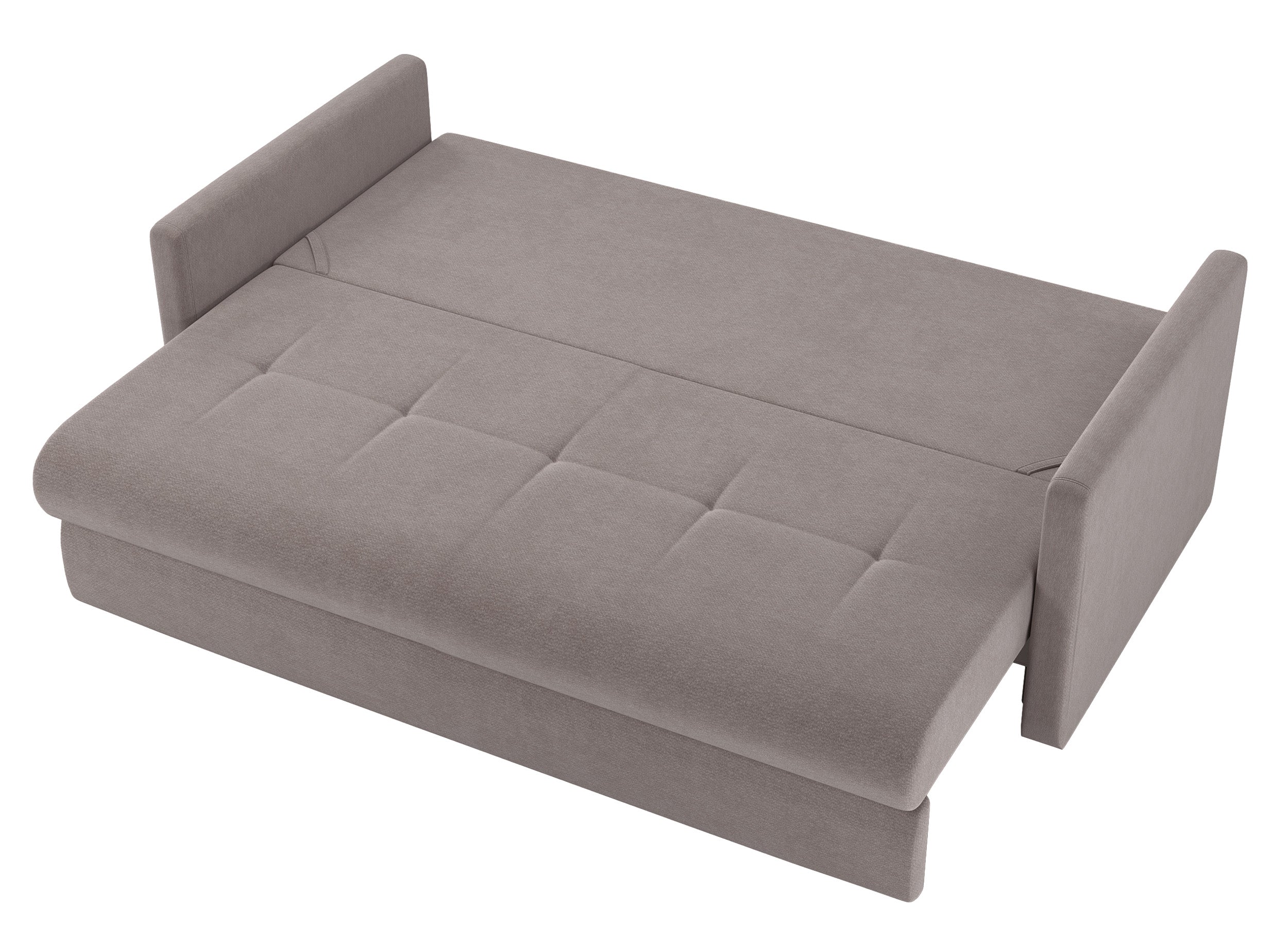 Dreisitziges ausklappbares Sofa Lorro mit Stauraum, hellbraunes Chenille
