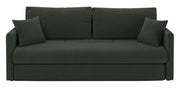 Dreisitziges ausklappbares Sofa Lorro mit Stauraum, dunkelgrüner Chenille-Bezug