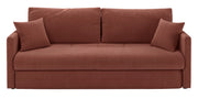 Dreisitziges ausklappbares Sofa Lorro mit Stauraum, kupferfarbener Chenille-Bezug