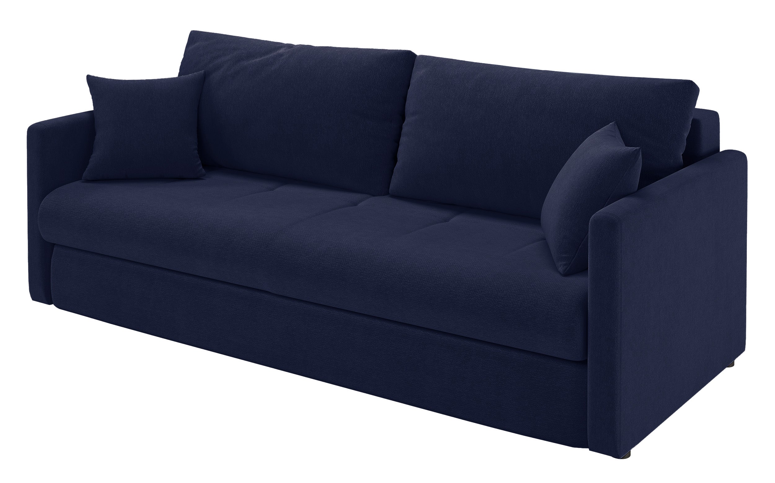Dreisitziges ausklappbares Sofa Lorro mit Stauraum, granatfarbener Chenille-Bezug