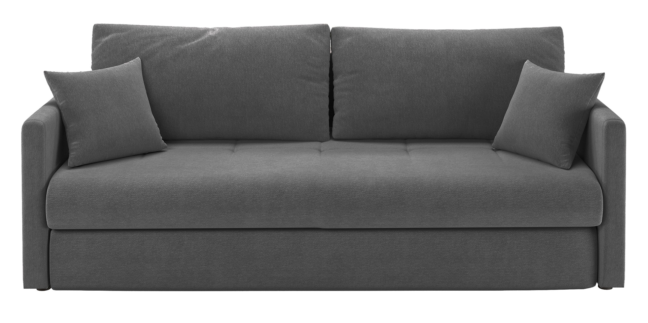 Dreisitziges ausklappbares Sofa Lorro mit Stauraum, grauer Chenille-Bezug