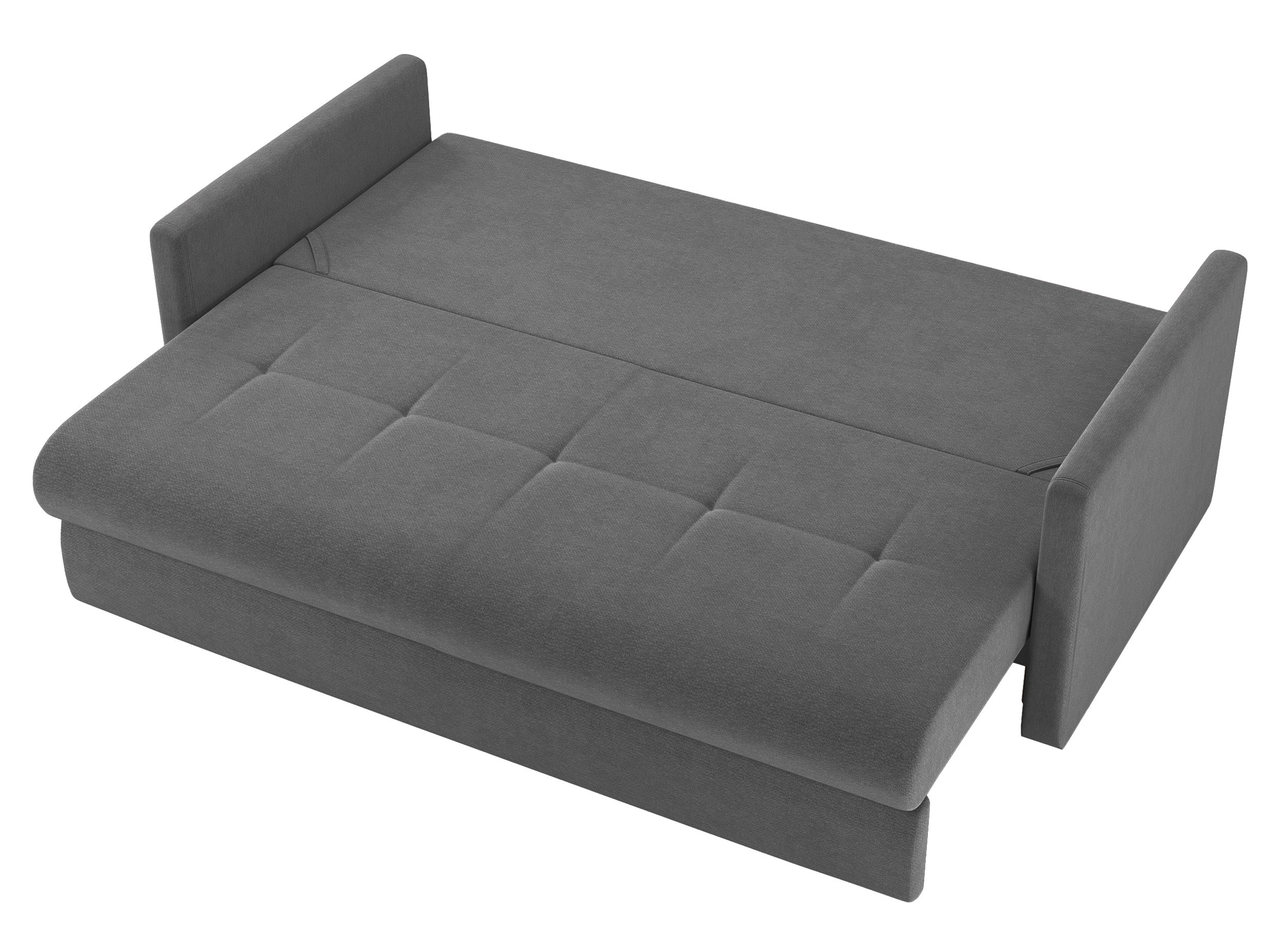 Dreisitziges ausklappbares Sofa Lorro mit Stauraum, grauer Chenille-Bezug