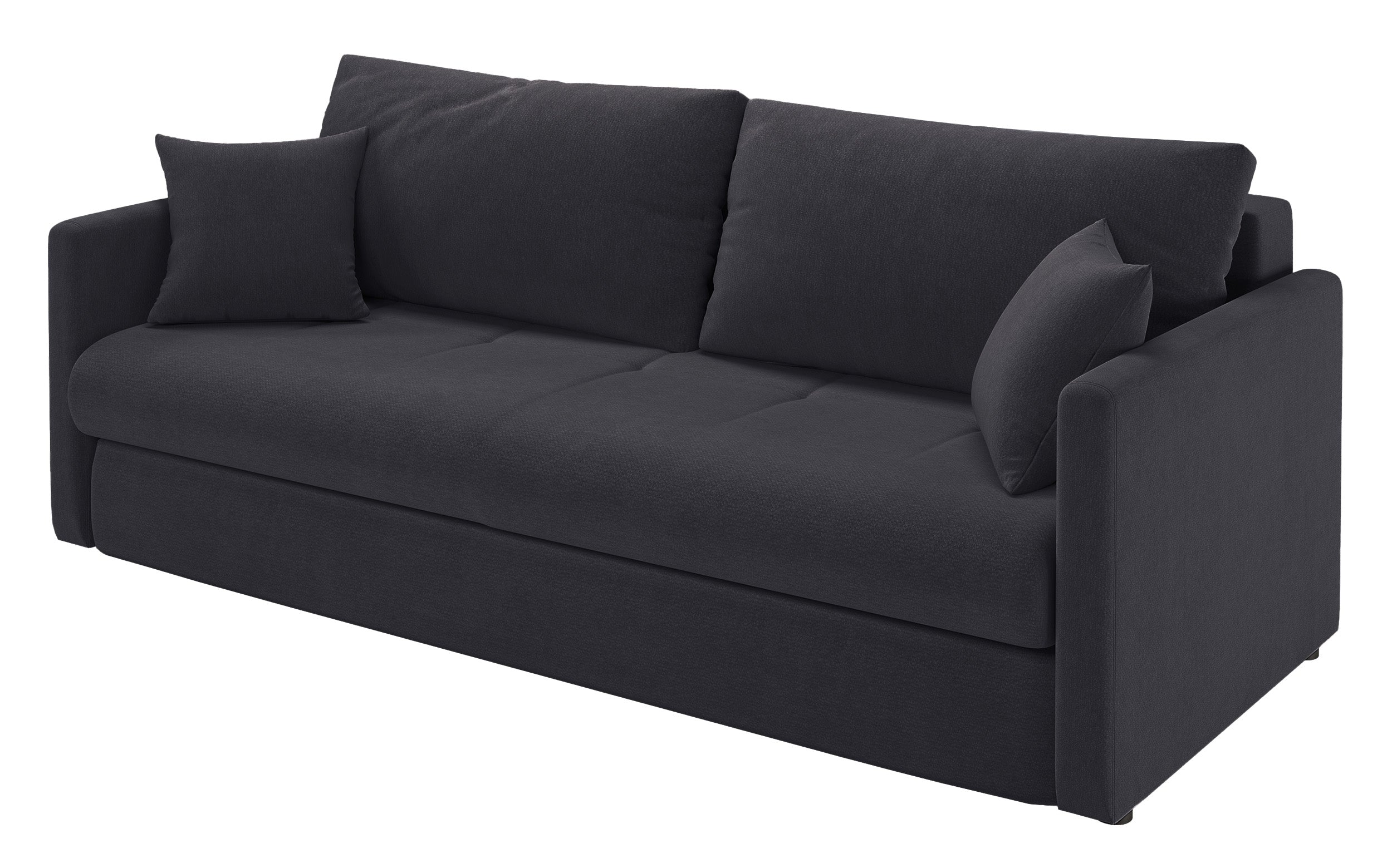 Dreisitziges ausklappbares Sofa Lorro mit Stauraum, Graphit Chenille