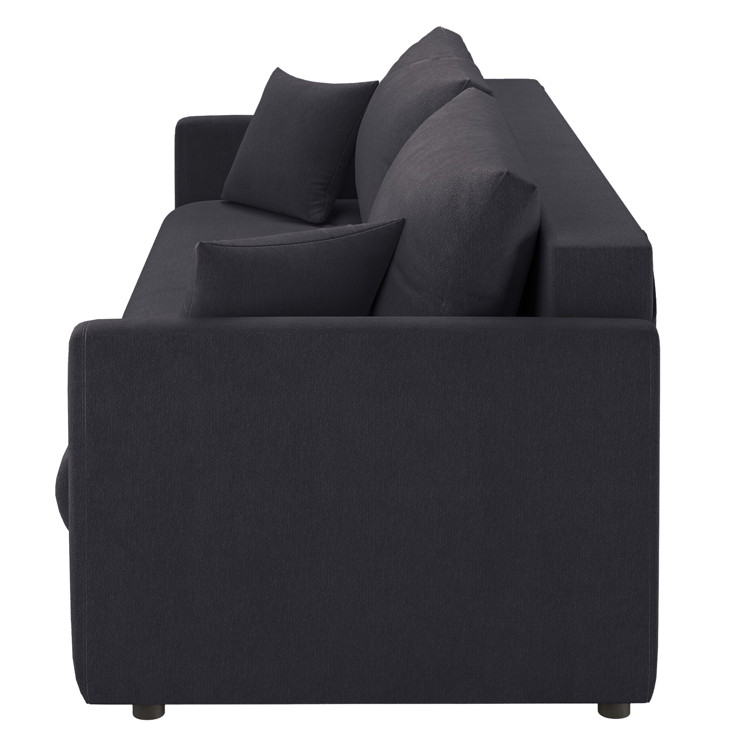 Dreisitziges ausklappbares Sofa Lorro mit Stauraum, Graphit Chenille