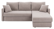 Ecksofa mit Schlaffunktion Lorro, L-förmig, universell, mit zwei Stauraumfächern, grau-beige Chenille