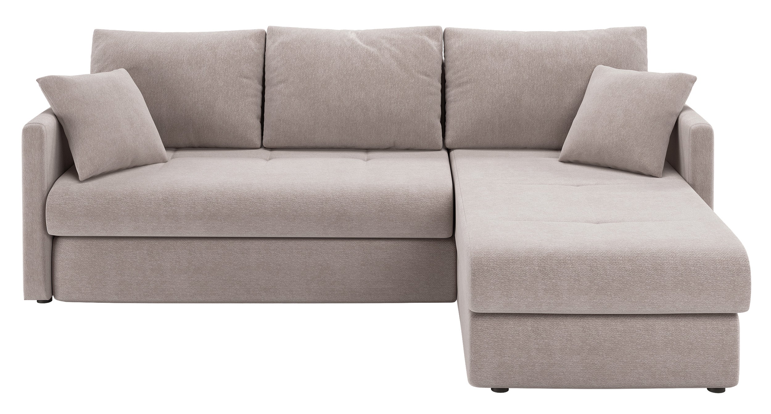 Ecksofa mit Schlaffunktion Lorro, L-förmig, universell, mit zwei Stauraumfächern, grau-beige Chenille