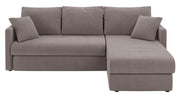 Ecksofa mit Schlaffunktion Lorro, L-förmig, universell mit zwei Stauräumen, hellbrauner Chenille-Bezug