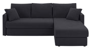 Ecksofa mit Schlaffunktion Lorro, L-förmig, universell mit zwei Stauraumfächern, graphitfarbener Chenillestoff