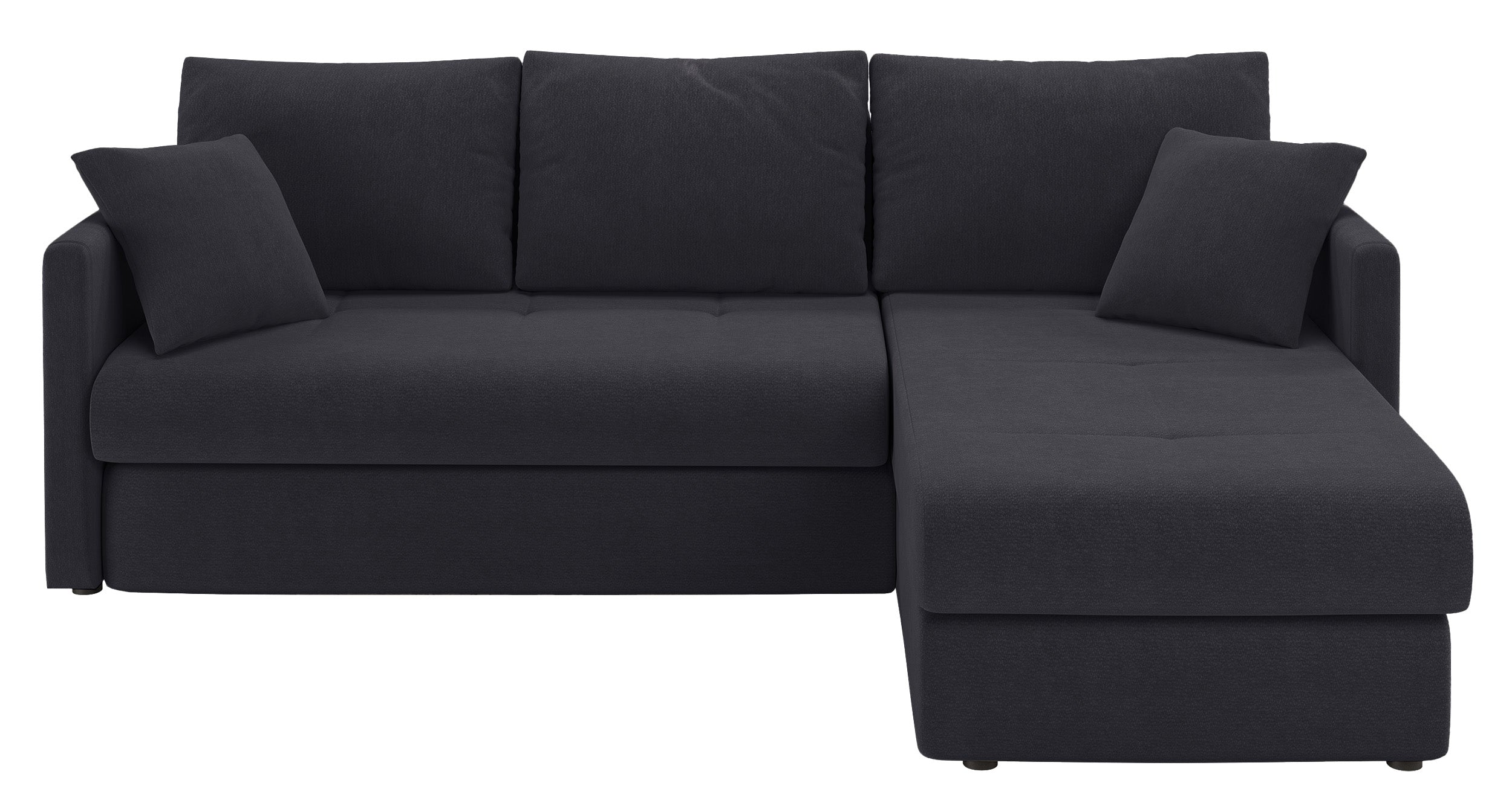Ecksofa mit Schlaffunktion Lorro, L-förmig, universell mit zwei Stauraumfächern, graphitfarbener Chenillestoff